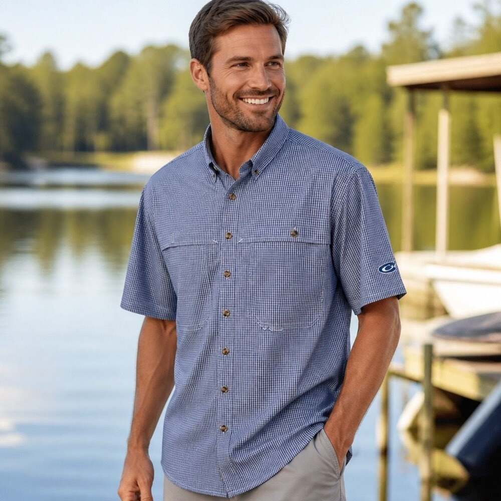 Drake Clothing Company Men's Short Sleeve Vented Fishing Shirt, Size XL
